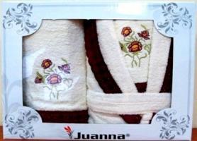 Набор «Juanna» 3 пр. халат c гипюром, 2 полотенца купить недорого Екатеринбург - доставка, интернет-магазин 